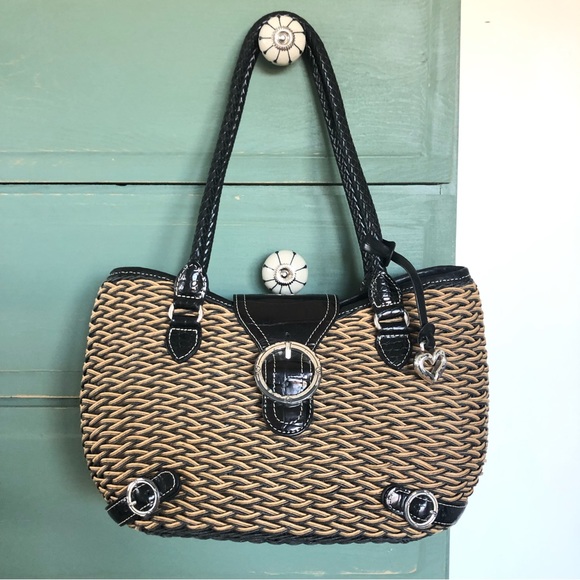 Brighton Handbags - BRIGHTON Debbie Brown Tan woven leather shoulder bag